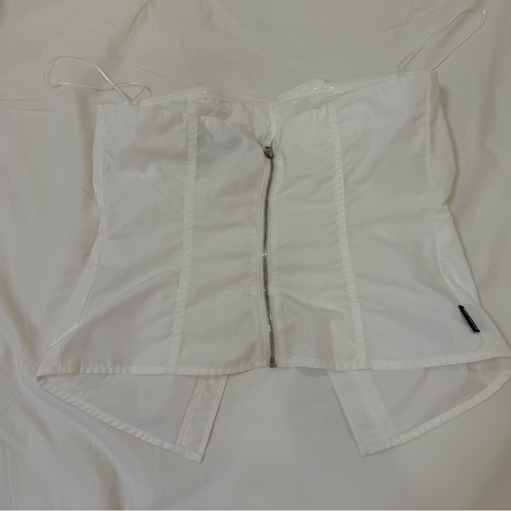 White Ruched Button-Up Top - Picture 2 of 2